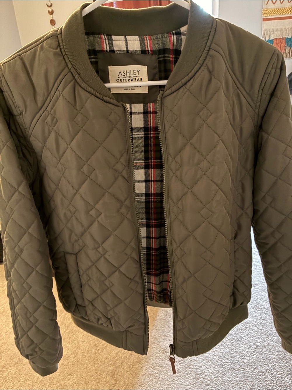 Ashley By 26 International Quilted Bomber Jacket in Olive